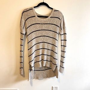 Abercrombie Cream Stripe High-Low Knit Sweater